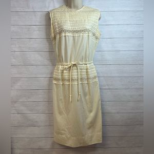 Vintage Herman Marcus Dallas 1950s Midi Crochet Embroidered Tie Belt Dress 💗
